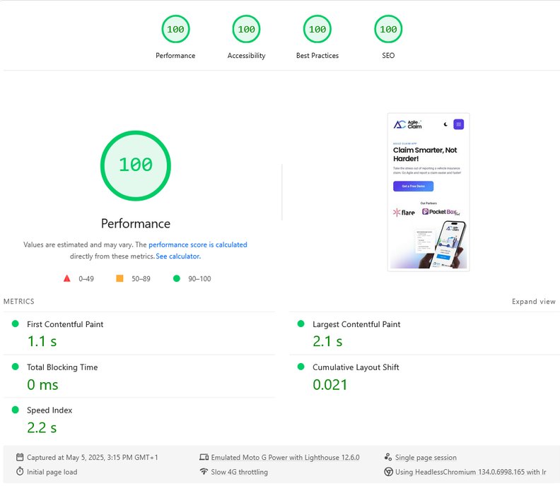 a picture of a new website with a good pagespeed score