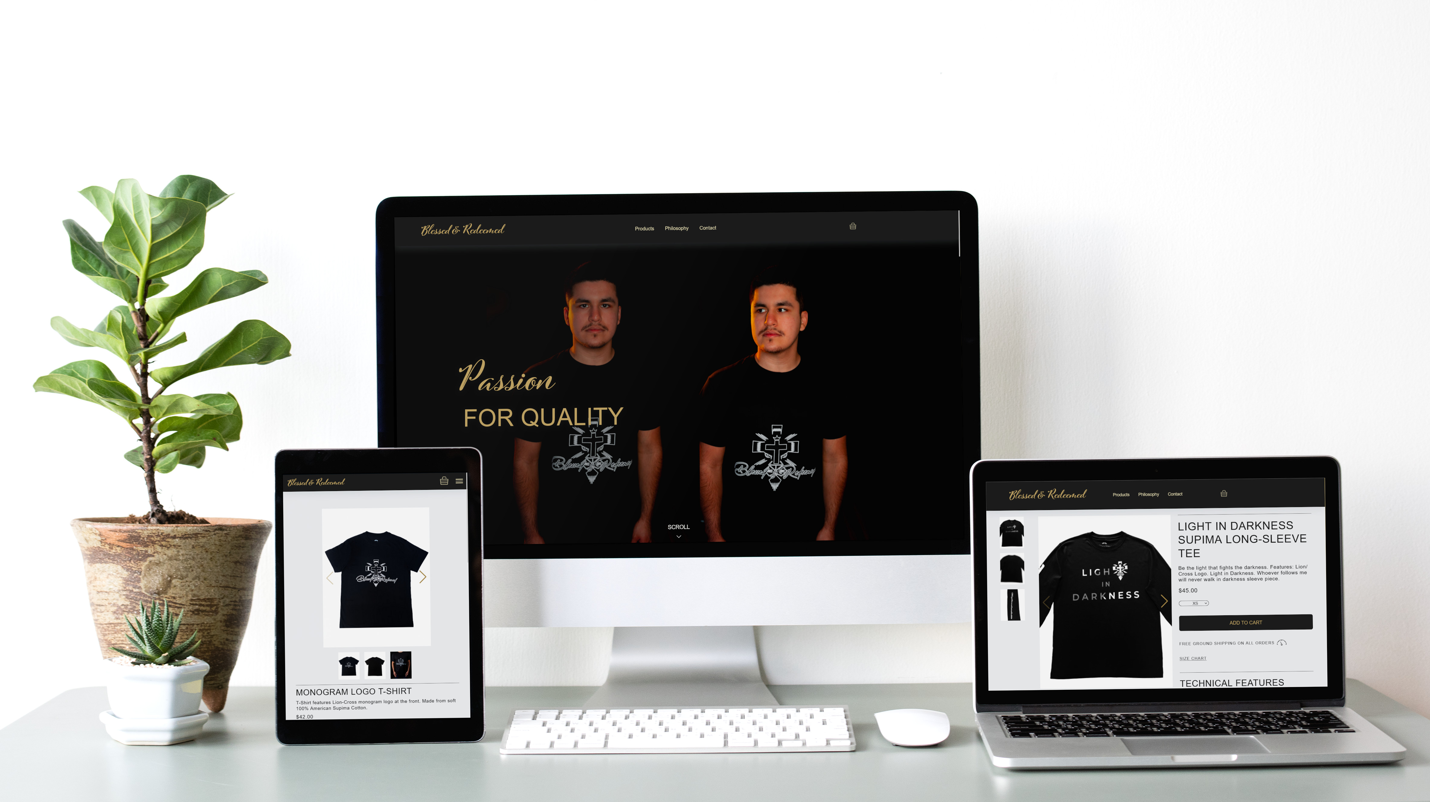 A responsive web design mockup of Blessed and Redeemed