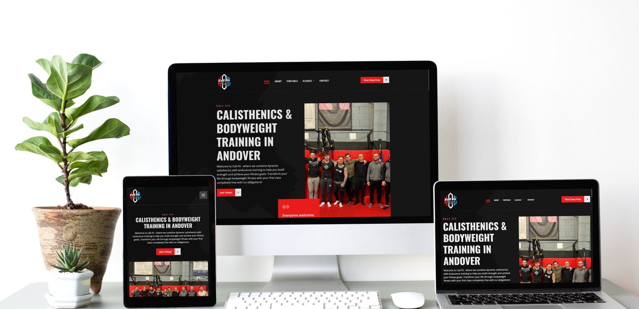 a responsive web development mockup of Cali Fit