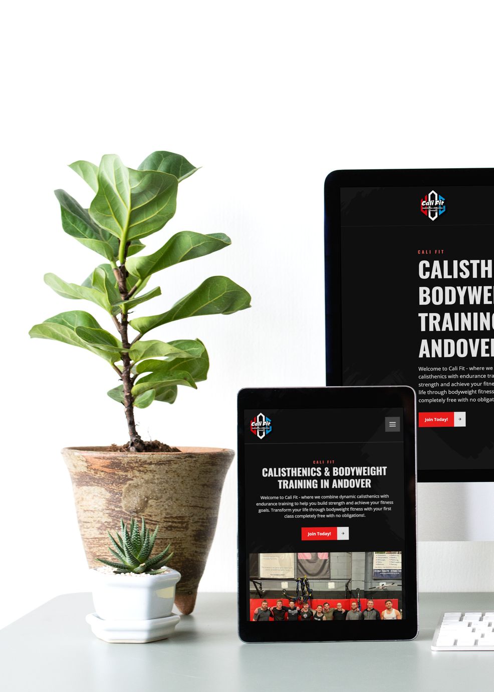 A responsive web design mockup of Cali Fit