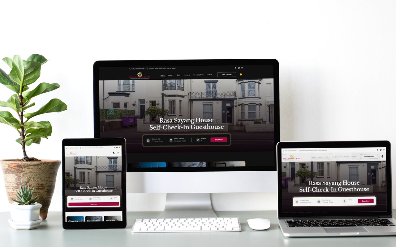 A mobile responsive website mockup image of Rasa Sayang House